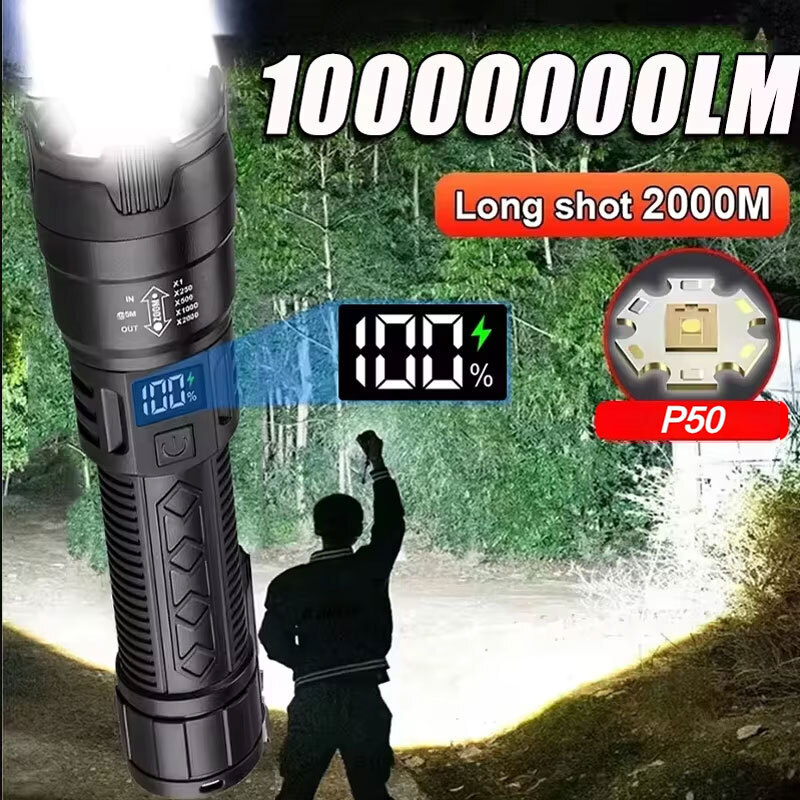 Outdoor Adventure Camp - Hochleistungs-LED-Taschenlampen 2000LM Taktische Taschenlampe mit Anzeigeleuchte