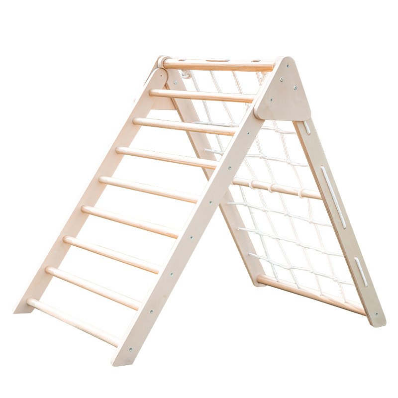 Outdoor Adventure Toys For Kids - Faltbarer Holz-Dreieckskletterer mit Rutsche, Indoor-Outdoor-Kinderspielzeug, Kletter-Spielset