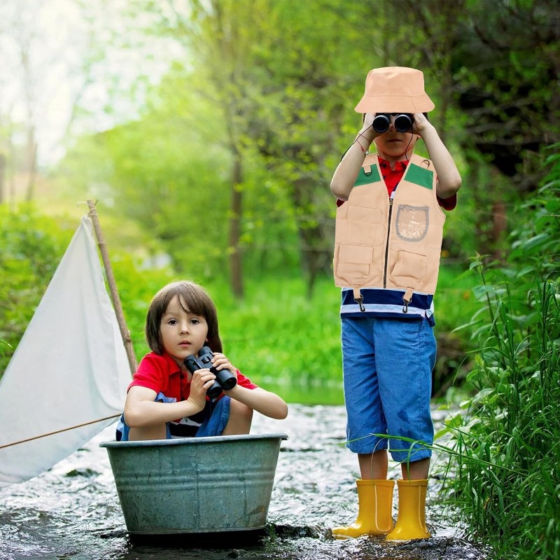 Outdoor Adventure Girl - Safari-Kostüm mit Cargo-Weste und Hut, Outdoor-Abenteuer-Verkleidungsset