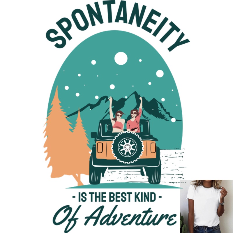 Outdoor Adventure Girl - Outdoor-Abenteuer-Thema, Wärmeübertragung mit weißer Tinte zum
