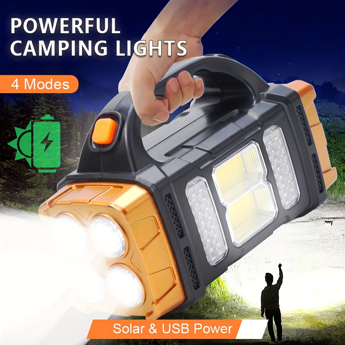 Outdoor Adventure Camp - Neue verbesserte wiederaufladbare Hochleistungs-Solar-LED-Taschenlampe mit Powerbank,