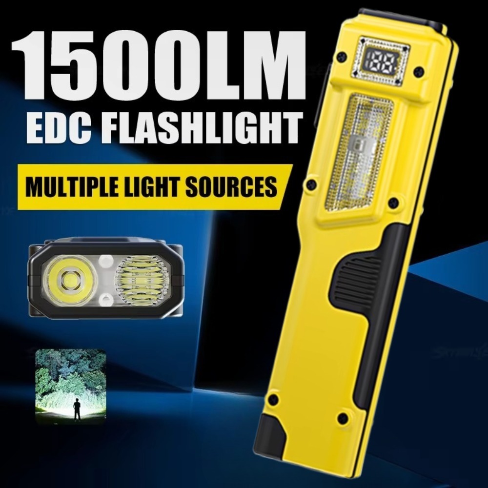 Outdoor Adventure Camp - Ultradünne EDC Wiederaufladbare LED-Taschenlampe mit Batterieanzeige