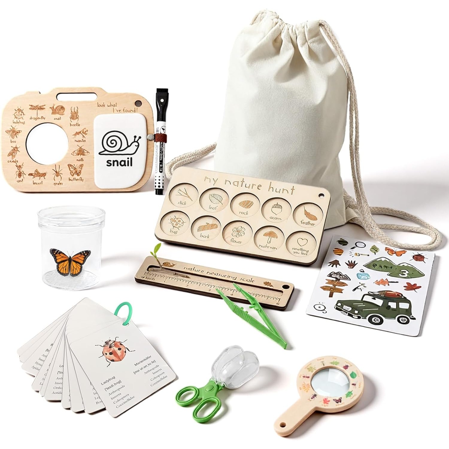 Outdoor Adventure Toys For Kids - Insektenfänger-Set für Kinder mit Insektenbox, Lernkarten